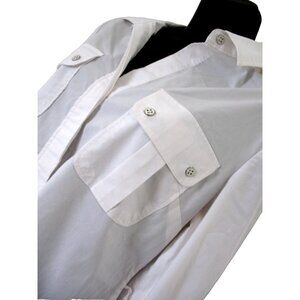 New York & Co. Blouse Western, White, Cotton, Polyester,Spandex, Medium.